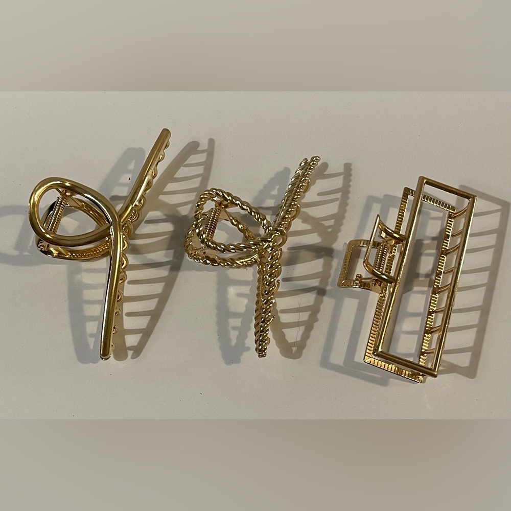 NEW 3 Piece Gold Hair Clips Assortment